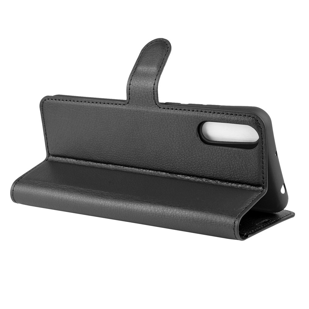 Caso Couro Concha Superfície Lichia Para Visualizar Wiko 4/4 Vista Lite - Preto-6