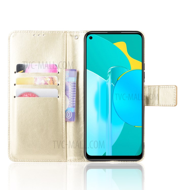 Téléphone Shell Fou Cas Flip En Cuir De Portefeuille De Cheval Pour 30S D'honneur - Or-5
