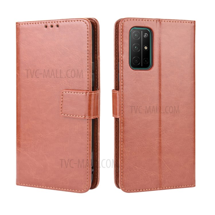 Téléphone Shell Fou Cas Flip En Cuir De Portefeuille De Cheval Pour 30S D'honneur - Marron-2