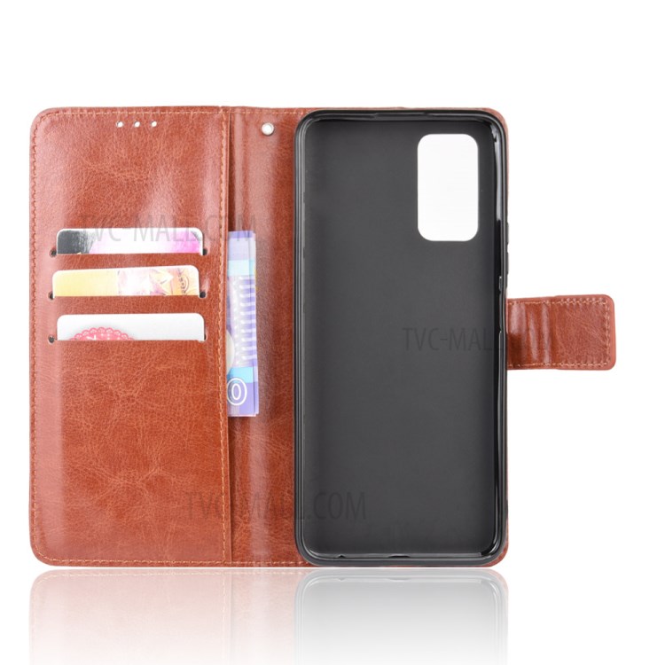 Téléphone Shell Fou Cas Flip En Cuir De Portefeuille De Cheval Pour 30S D'honneur - Marron-4