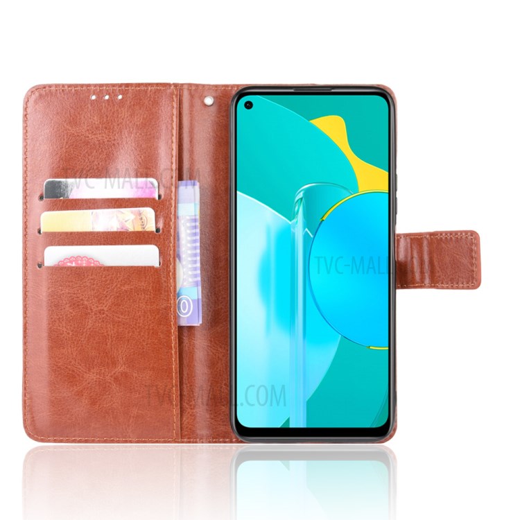 Téléphone Shell Fou Cas Flip En Cuir De Portefeuille De Cheval Pour 30S D'honneur - Marron-5