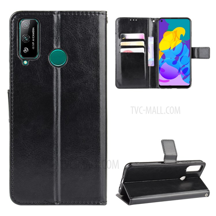 Crazy Horse Wallet Leather Flip Shell Phone Case for Honor Play 4T - Black-1