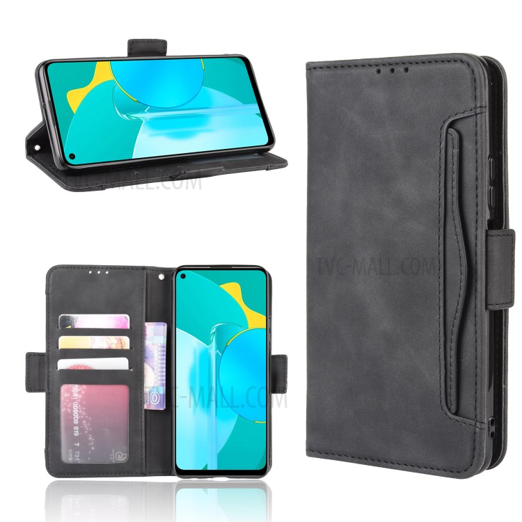PU Leather with Multiple Card Slots Case Cover for Huawei Honor 30S - Black-1