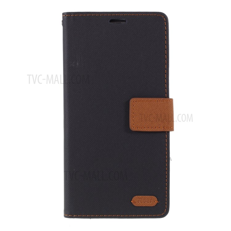 ROAR Twill Couverture De Téléphone Flip Étui Portefeuille En Cuir De Grain Pour Huawei P40 Pro - Noir-1