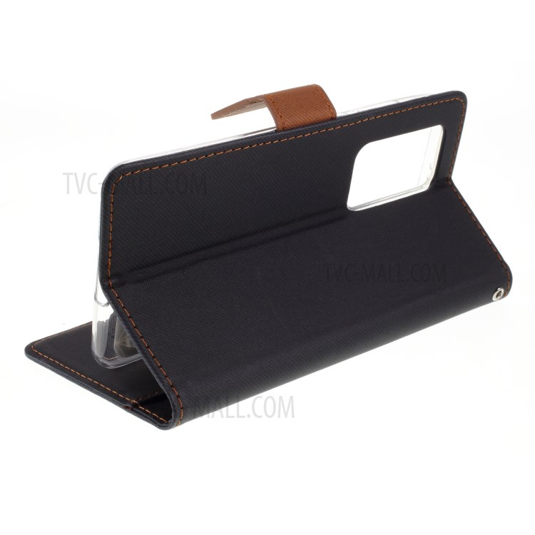 ROAR Twill Couverture De Téléphone Flip Étui Portefeuille En Cuir De Grain Pour Huawei P40 Pro - Noir-5
