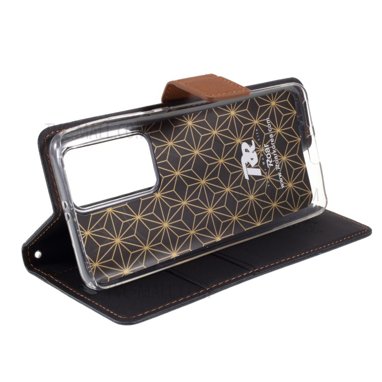 ROAR Twill Couverture De Téléphone Flip Étui Portefeuille En Cuir De Grain Pour Huawei P40 Pro - Noir-6