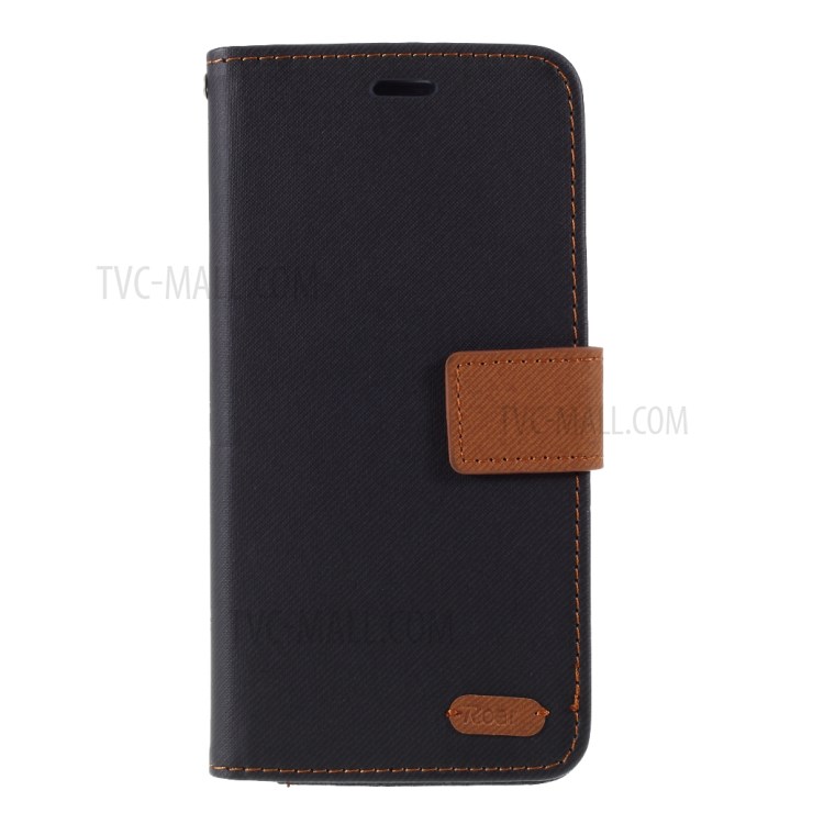 Le Coperture Di Caso Di Vibrazione Del Telefono ROAR Grano Twill Portafogli In Pelle Per P40 Huawei - Nero-1