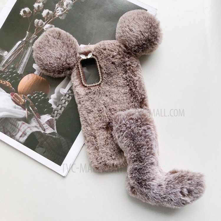 Mouse Shaped Fur Coated Soft TPU Phone Cover for Honor 30 - Coffee-1