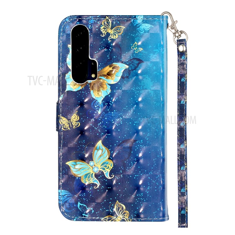 Light Spot Decor Wallet Stand Pattern Printing Leather Phone Shell for Honor 20 Pro - Butterfly-4