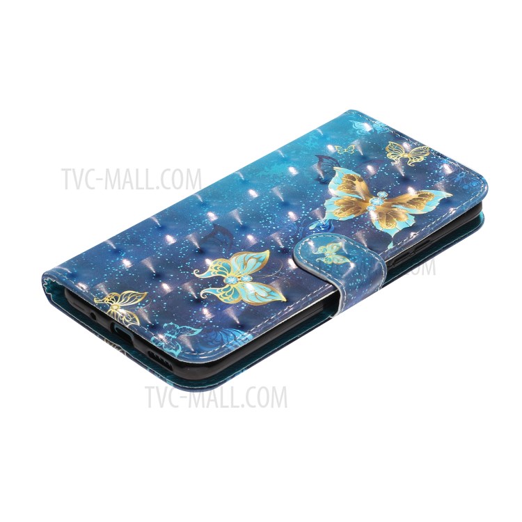 Light Spot Decor Wallet Stand Pattern Printing Leather Phone Shell for Honor 20 Pro - Butterfly-5