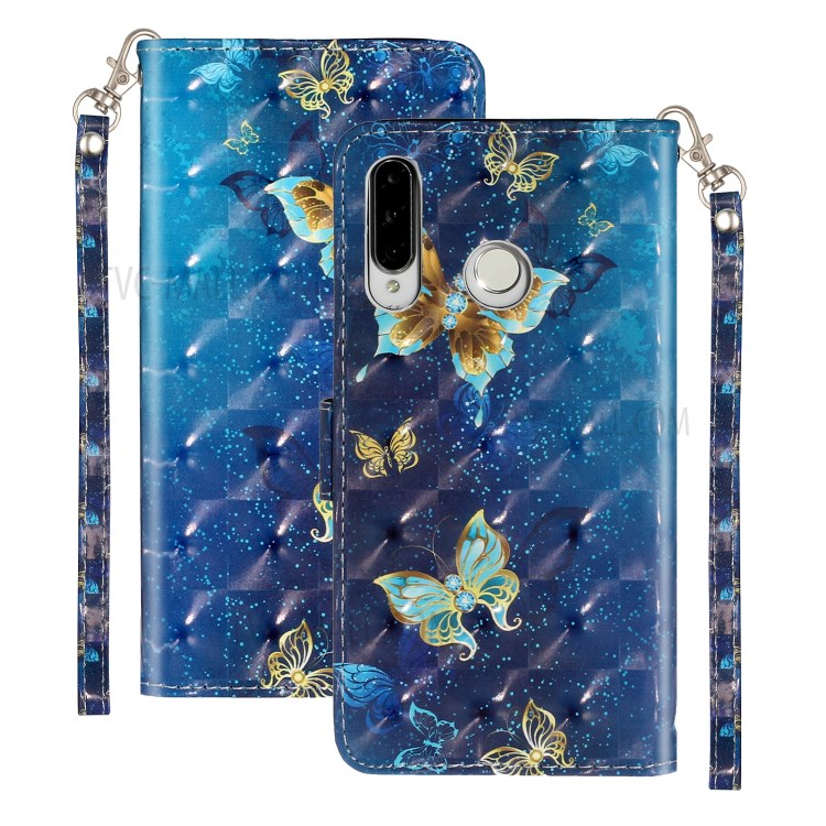 Light Spot Decor Wallet Stand Pattern Printing Leather Cover for Huawei P30 Lite - Butterfly-2