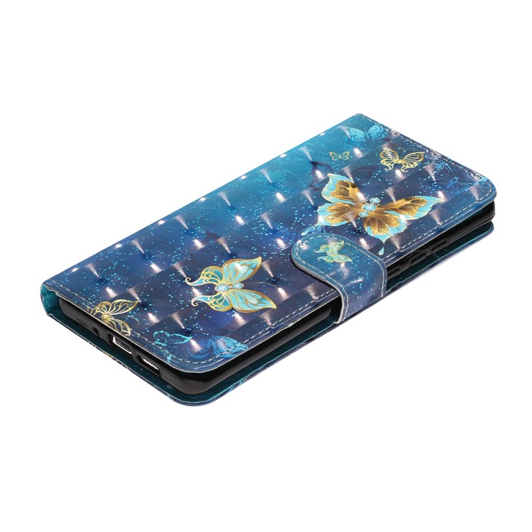 Luz Decoração Ponto Em Relevo Caso Padrão De Couro Carteira Para Pro P30 Huawei - Borboleta-5
