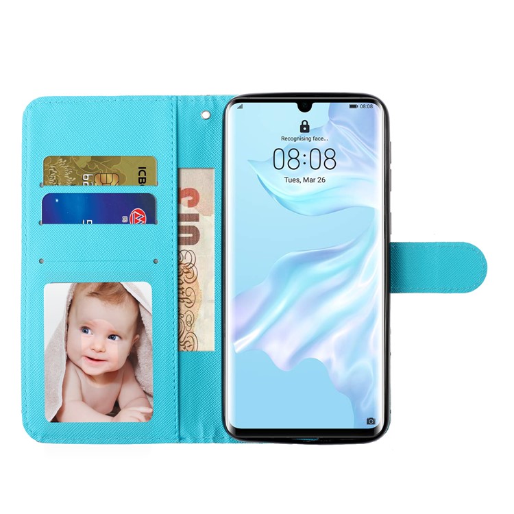 Luz Decoração Ponto Em Relevo Caso Padrão De Couro Carteira Para Pro P30 Huawei - Borboleta-7