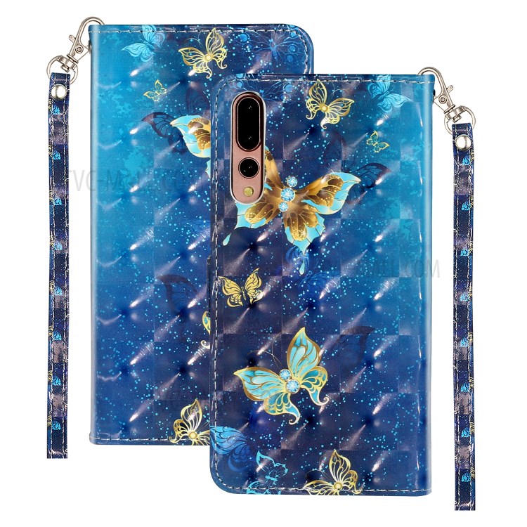 Light Spot Decor Pattern Printing Wallet Stand Leather Phone Case Cover for Huawei P20 Pro - Butterfly-7