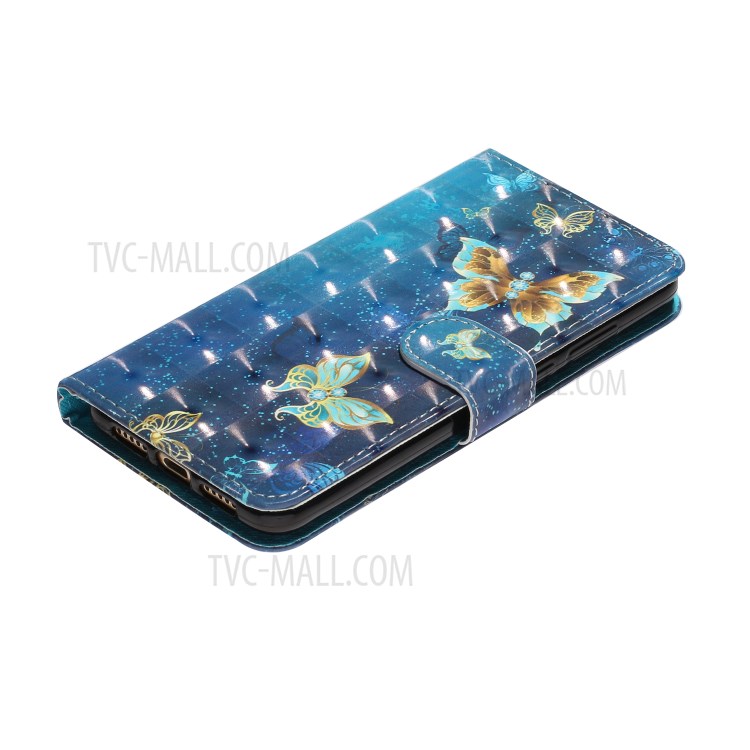 Spot Light Decoração Padrão De Couro Estande Carteira Imprimir Caso De Telefone Para P20 Huawei - Borboleta-5