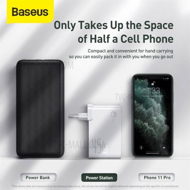 BASEUS Power Station(GaN)2-in-1 Quick Charge Power Bank & Charger C+U 10000mAh 45W EU - White-3
