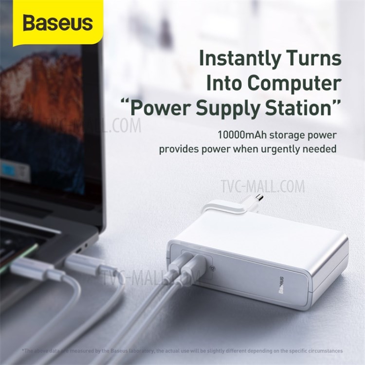 BASEUS Power Station(GaN)2-in-1 Quick Charge Power Bank & Charger C+U 10000mAh 45W EU - White-5
