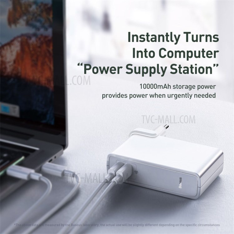 Estação De Energia BASEUS (gan) 2-em-um Banco De Potência De Carga Rápida & Carregador Portas Tipo Dual-c 10000mAh 45W UE - Preto-5