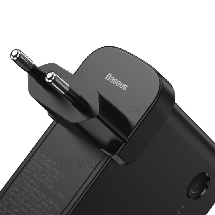 Estação De Energia BASEUS (gan) 2-em-um Banco De Potência De Carga Rápida & Carregador Portas Tipo Dual-c 10000mAh 45W UE - Preto-9