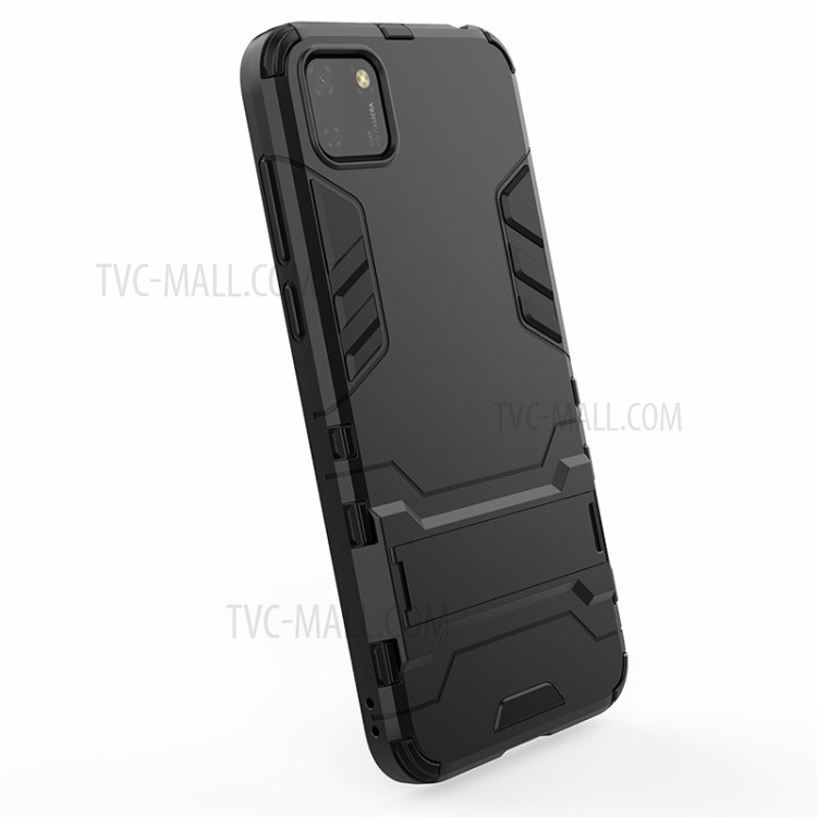 2-in-1 Escudo Do Telefone PC + TPU Com Tampa Kickstand Para Huawei Y5p 9S / Honra - Preto-5