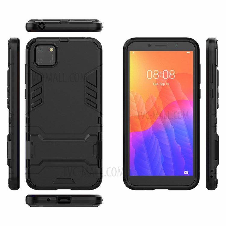 2-in-1 PC + TPU Phone Shell with Kickstand Cover for Huawei Y5p/Honor 9S  - Black-6