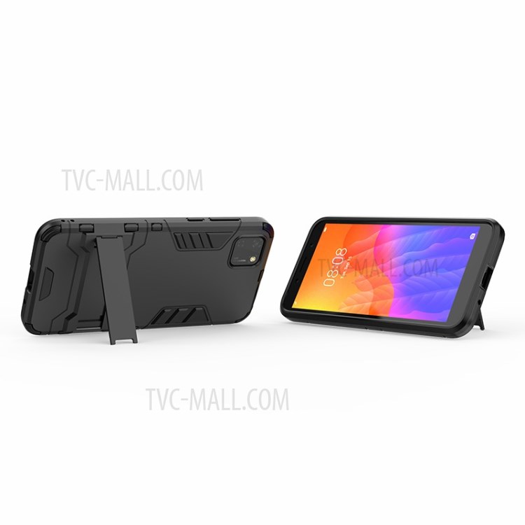 2-in-1 Escudo Do Telefone PC + TPU Com Tampa Kickstand Para Huawei Y5p 9S / Honra - Preto-7