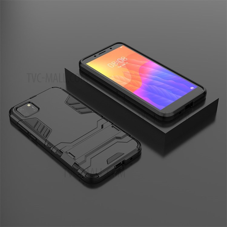 2-in-1 PC + TPU Phone Shell with Kickstand Cover for Huawei Y5p/Honor 9S  - Black-8