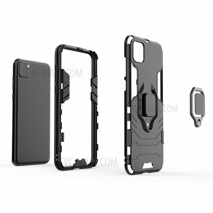 Legal Guardar PC + TPU Tampa Do Telefone Híbrido Com Kickstand Para Huawei Y5p 9S / Honra - Preto-3