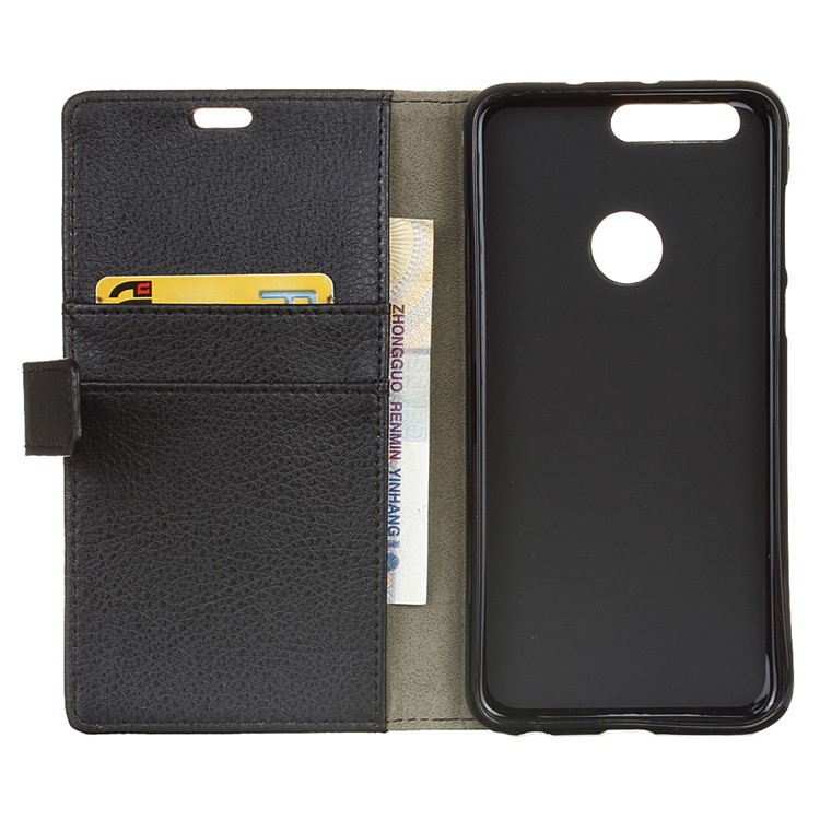 Litchi Texture Wallet Stand Leather Case for Huawei Honor 8 - Black-3