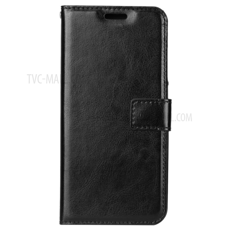 Caso De Telefone Carteira De Couro De Pele De Cavalo Louco Para P Huawei SMART 2020 - Preto-2