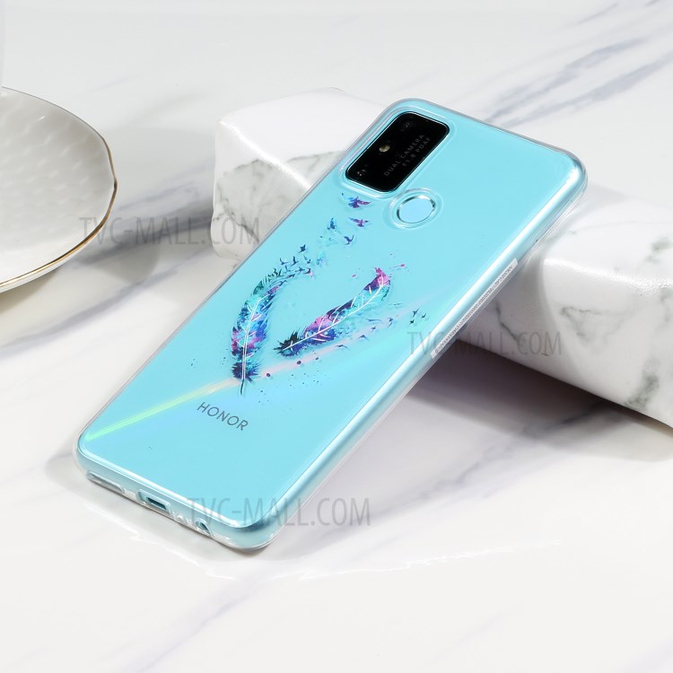 Pattern Printing TPU Soft Phone Back Case for Huawei P smart 2020 - Feather-6