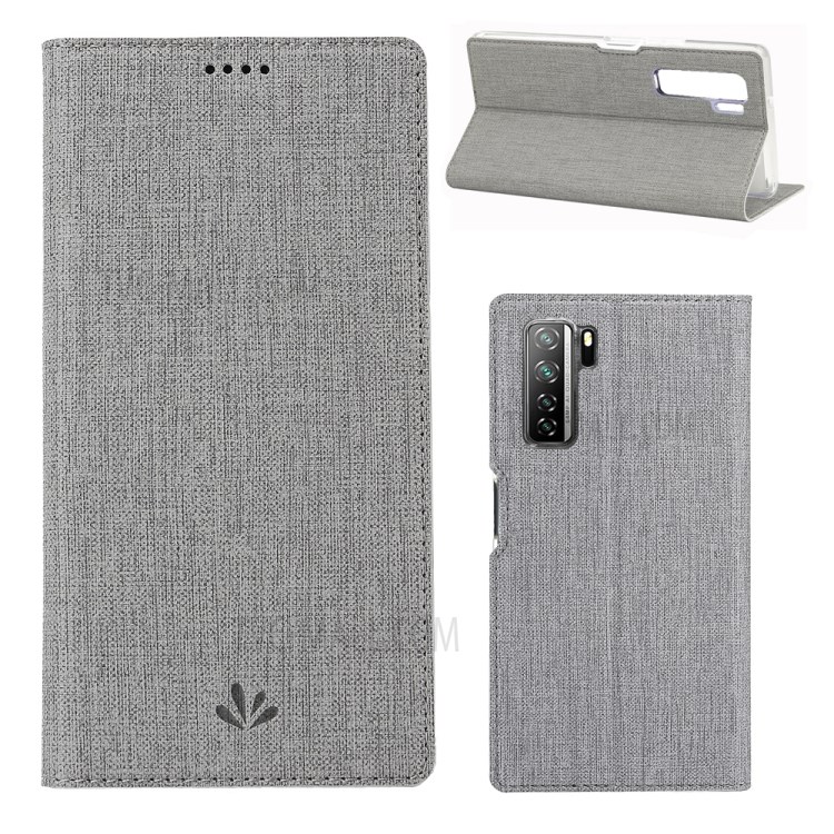 Concha De Couro Da Pele Transversal LPIV DMX Para Huawei Nova 7 SE / P40 Lite 5G - Cinzento-1