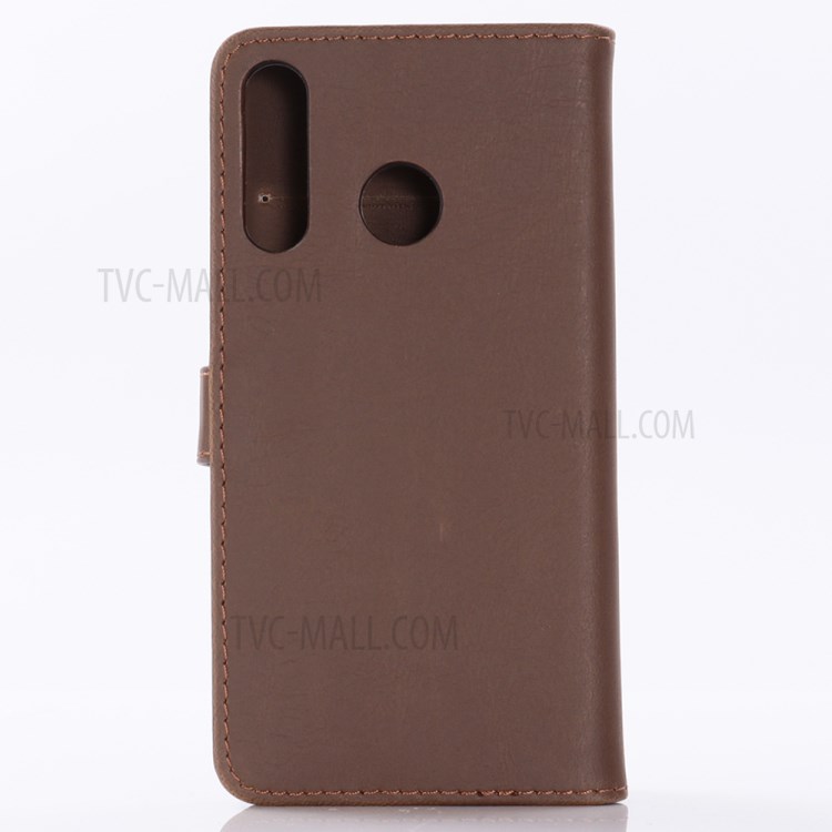 Crazy Horse Skin Leather Cover for Huawei P40 lite E/Y7p/Honor 9C - Coffee-5