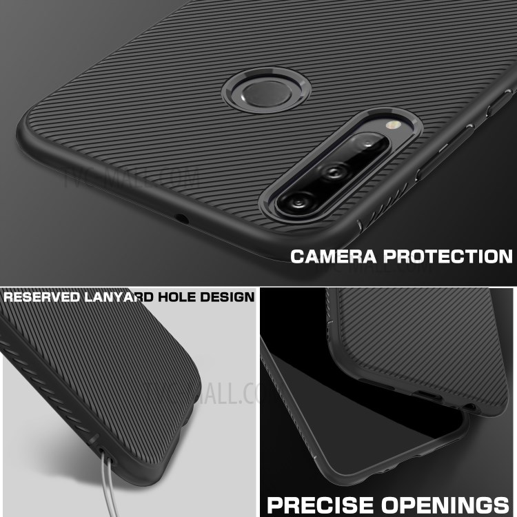 LENUO Twill Texture Soft TPU Protective Case for Huawei P40 lite E/Y7p - Black-3