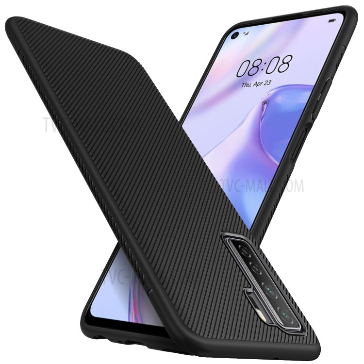 LENUO Саржевого Текстуры ТПУ Защитный Чехол Для HUAWEI P40 Облегченной 5g / SE 7 Нова - Черный-2