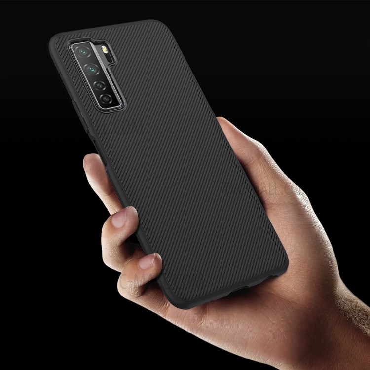 LENUO Саржевого Текстуры ТПУ Защитный Чехол Для HUAWEI P40 Облегченной 5g / SE 7 Нова - Черный-5