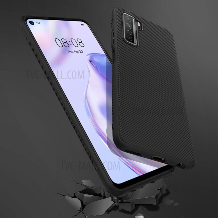 LENUO Саржевого Текстуры ТПУ Защитный Чехол Для HUAWEI P40 Облегченной 5g / SE 7 Нова - Черный-6