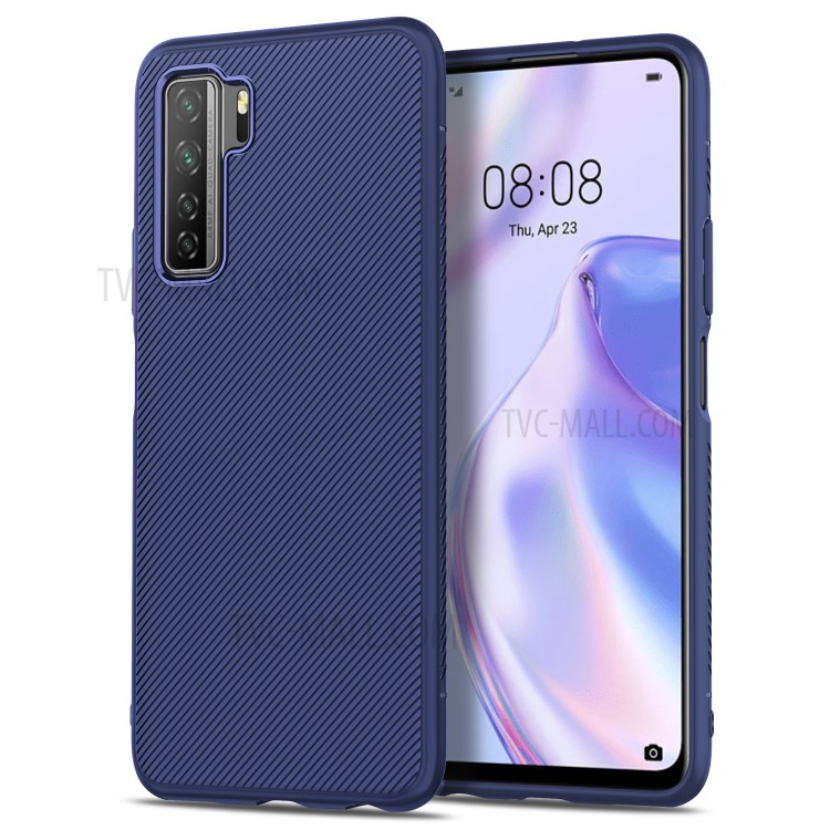 LENUO Sarga Textura De TPU Cubierta Protectora Para Huawei P40 Lite 5 G / Nova 7 SE - Azul-1