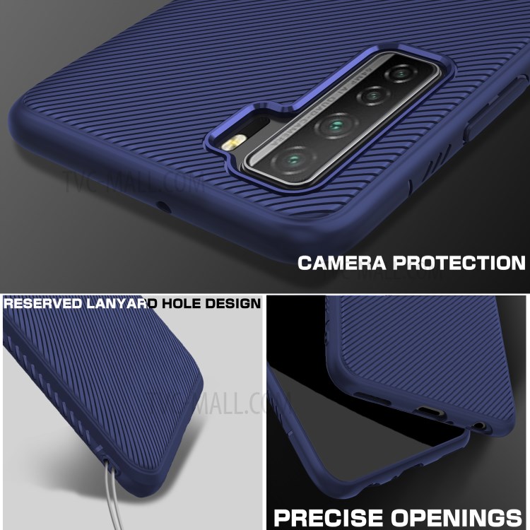 LENUO Sarga Textura De TPU Cubierta Protectora Para Huawei P40 Lite 5 G / Nova 7 SE - Azul-3