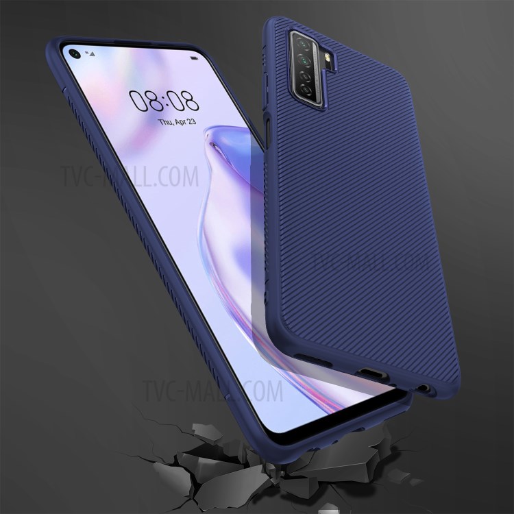 LENUO Sarga Textura De TPU Cubierta Protectora Para Huawei P40 Lite 5 G / Nova 7 SE - Azul-5
