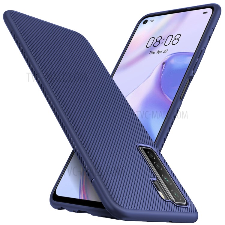 LENUO Sarga Textura De TPU Cubierta Protectora Para Huawei P40 Lite 5 G / Nova 7 SE - Azul-8