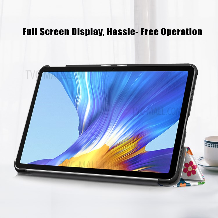 Pattern Printing PU Leather Tri-fold Stand Tablet Case for Honor V6 5G 10.4/Huawei MatePad 10.4 - Butterflies and Flowers-4