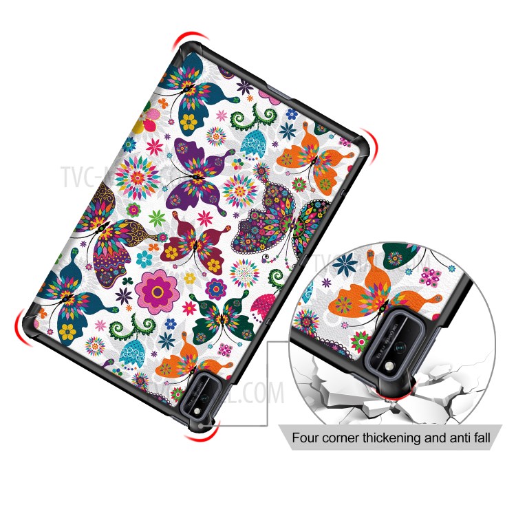Pattern Printing PU Leather Tri-fold Stand Tablet Case for Honor V6 5G 10.4/Huawei MatePad 10.4 - Butterflies and Flowers-6