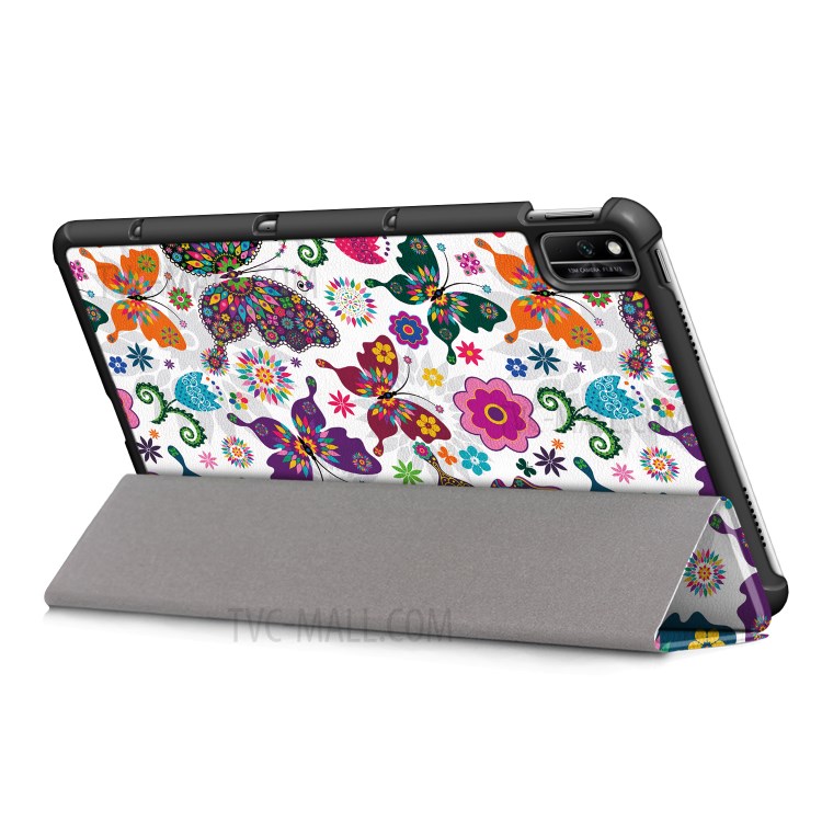 Pattern Printing PU Leather Tri-fold Stand Tablet Case for Honor V6 5G 10.4/Huawei MatePad 10.4 - Butterflies and Flowers-7