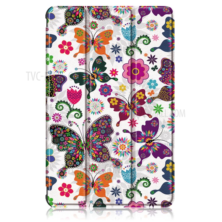 Pattern Printing PU Leather Tri-fold Stand Tablet Case for Honor V6 5G 10.4/Huawei MatePad 10.4 - Butterflies and Flowers-8