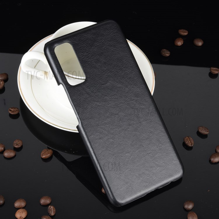 Litchi Skin Leather Coated PC Shell Phone Case for Huawei Enjoy Z 5G/Enjoy 20 Pro - Black-5