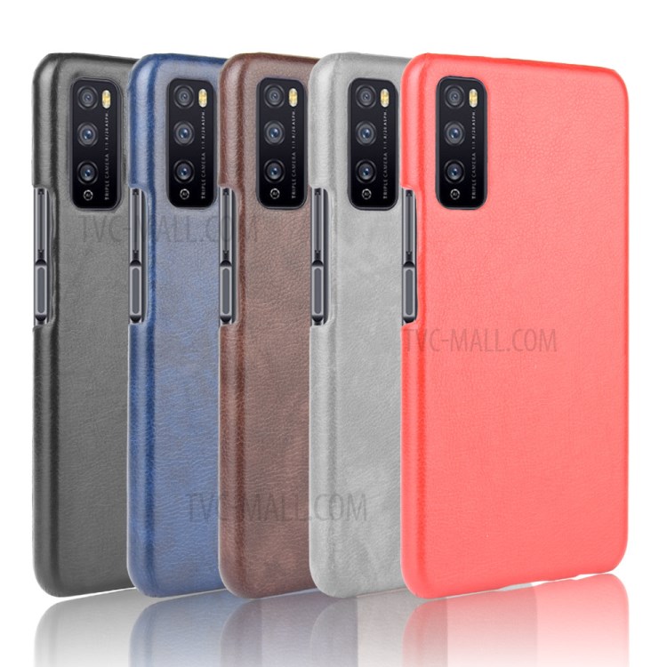 Litchi Skin Leather Coated PC Shell Phone Case for Huawei Enjoy Z 5G/Enjoy 20 Pro - Black-6