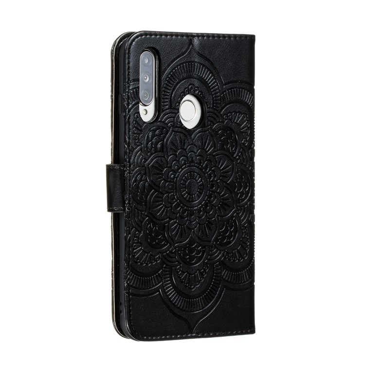 Imprint Mandala Flower Leather Cover for Huawei P40 lite E/Y7p/Honor 9C - Black-4