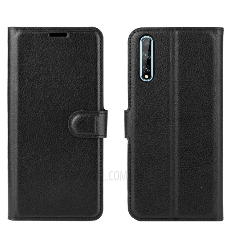 Litchi Surface Magnetic Leather Shell for Huawei Y8p/Enjoy 10s - Black-1
