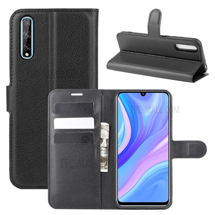 Litchi Surface Magnetic Leather Shell for Huawei Y8p/Enjoy 10s - Black-2